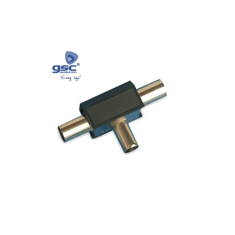 Conector Coaxial TV 1 Hembra a 2 Machos Negro GSC C10/600