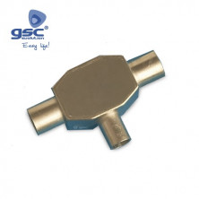 Conector Coaxial TV 1 Macho a 2 Hembras Metalico GSC C10/500