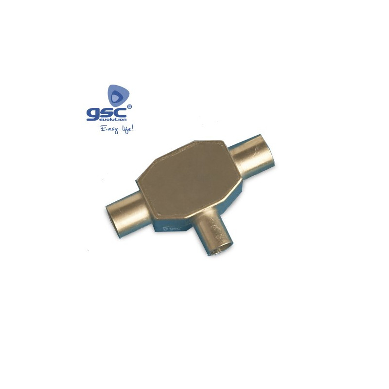 Conector Coaxial TV 1 Hembra a 2 Machos Metalico GSC C10/500