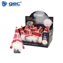 Gnomo de navidad LED de pie Sicco 16cm Funciona a pilas Rojo y blanco Caja 12 unidades (Precio unita