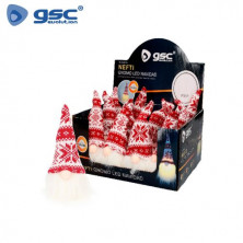Gnomo de navidad LED Nefti 16cm Funciona a pilas Rojo y blanco Caja 12 unidades (Precio unitario) GS