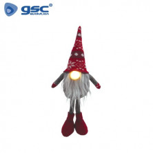 Gnomo de navidad LED de pie Kazbo 40cm Funciona a pilas Rojo y gris GSC C1/48
