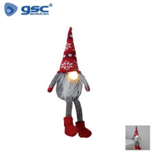 Gnomo de navidad LED con piernas colgantes Dremth 41cm Funciona a pilas Rojo y gris GSC C1/48