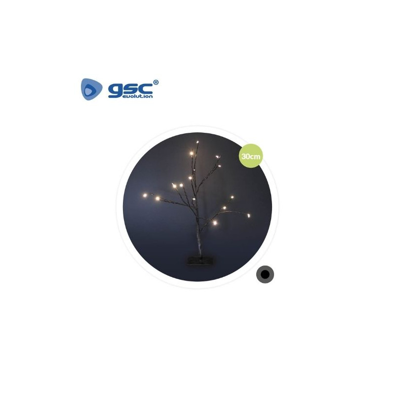 Árbol decorativo LED Cumia 30cm Funciona con 2 pilas AA Negro GSC C1/12