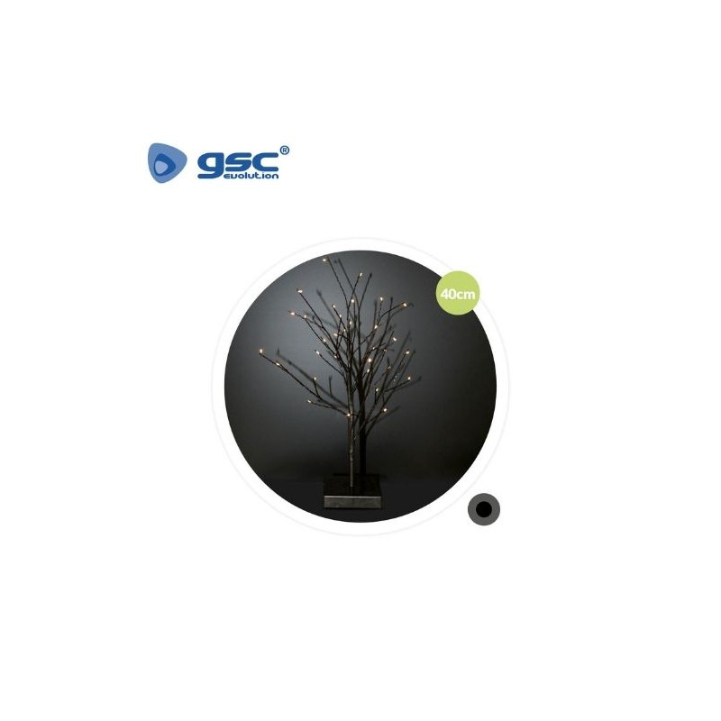 Árbol decorativo LED Cumia 40cm Funciona con 3 pilas AA Negro GSC C1/12