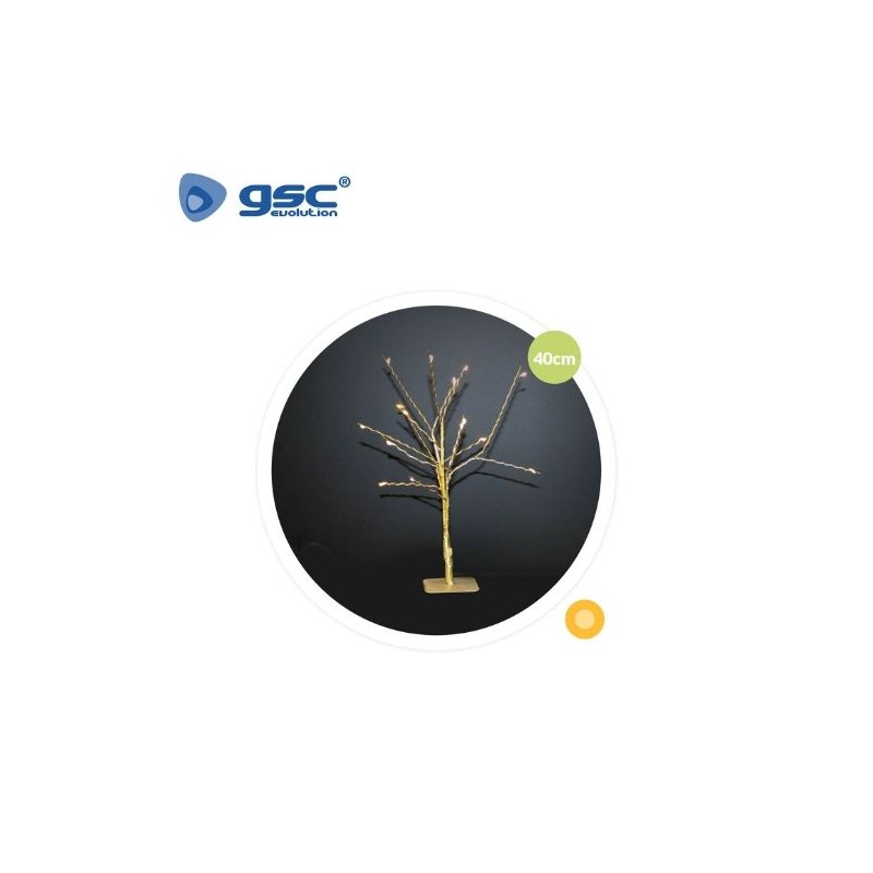 Árbol decorativo LED Cumia 40cm Funciona con 3 pilas AA Dorado GSC C1/12