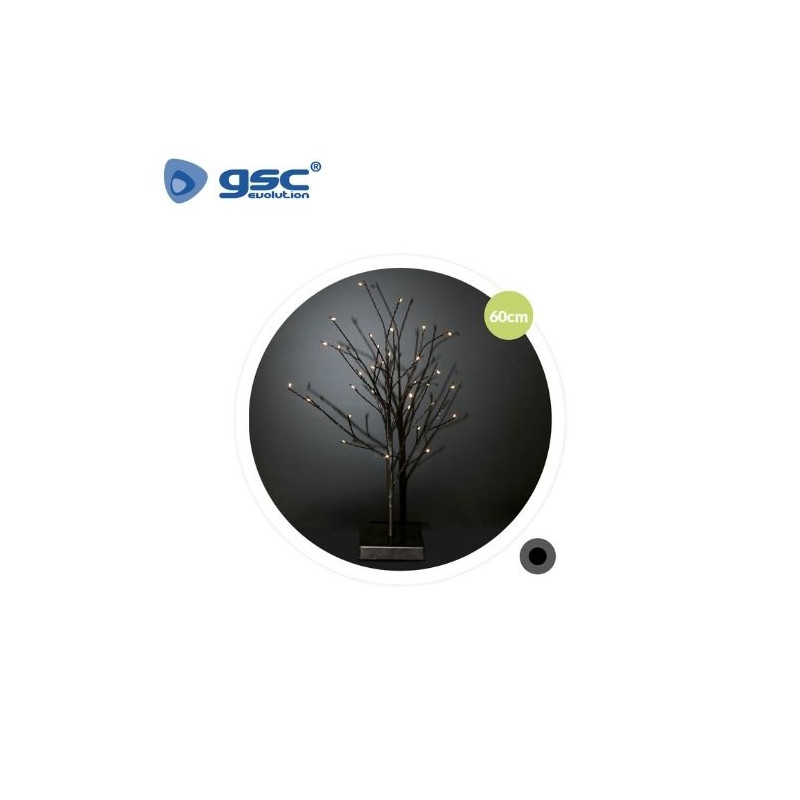 Árbol decorativo LED Cumia 60cm Funciona con 3 pilas AA Negro GSC C1/12