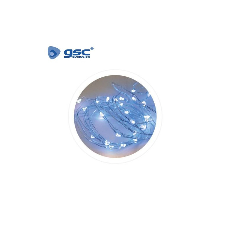 Guirnalda LED Decorativa Alambre 1,9m Luz Azul Funciona a pilas IP20 GSC C1/100