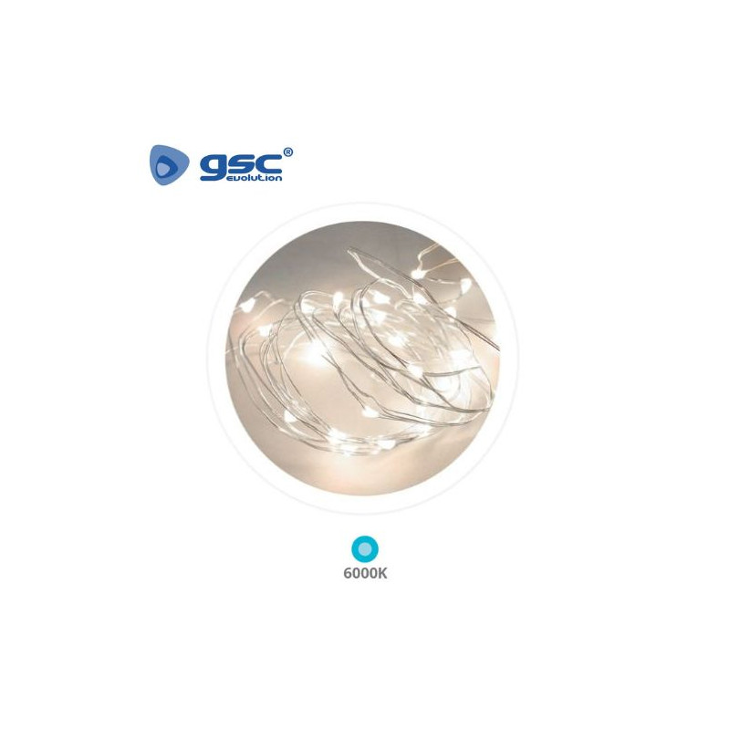 Guirnalda LED Decorativa Alambre 3,9m 6000K Funciona a pilas IP20 GSC C1/100