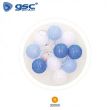 Guirnalda LED Decorativa 1,35m 10 Leds Bolas Azules 3000K Funciona a pilas IP20 GSC C1/10