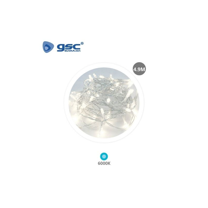 Guirnalda alambre LED 4,9M 8 funciones Luz fría GSC C1/24
