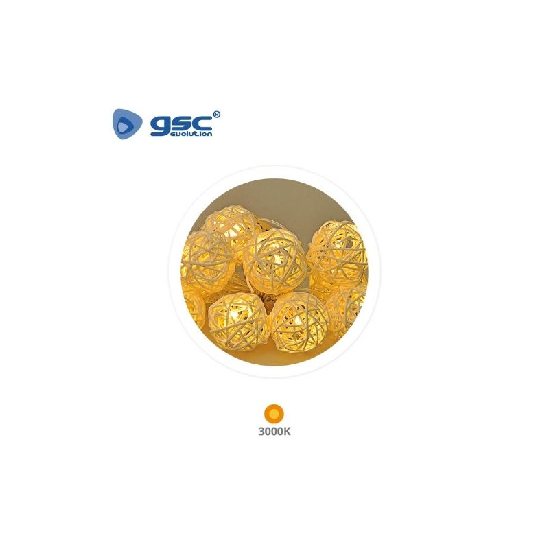 Guirnalda LED de bolas de madera 1,35M Luz cálida GSC C1/24