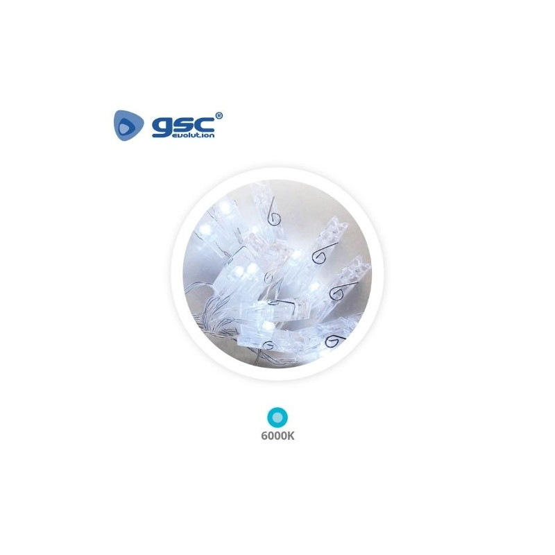 Pinzas LED transparentes 1,35M Luz fría GSC C1/24