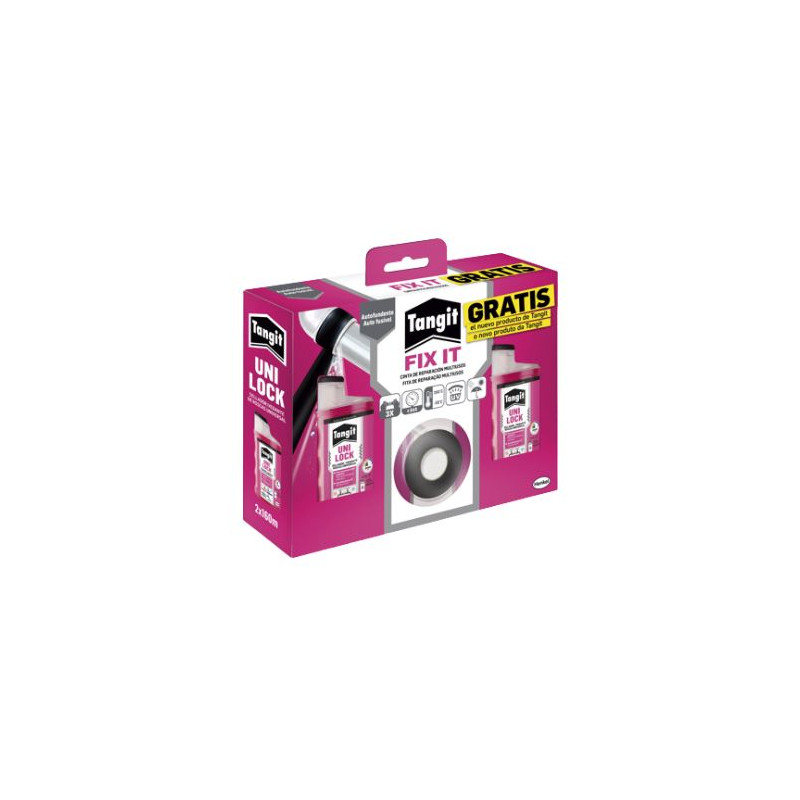 TANGIT Pack Uni-lock sellador de roscas Envase 160m Pack 2 uds + Cinta Auto-Fudente Fix it 3m