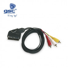 Conexion Audio EuroConector Macho a 3 RCA Macho con interruptor GSC C1/200