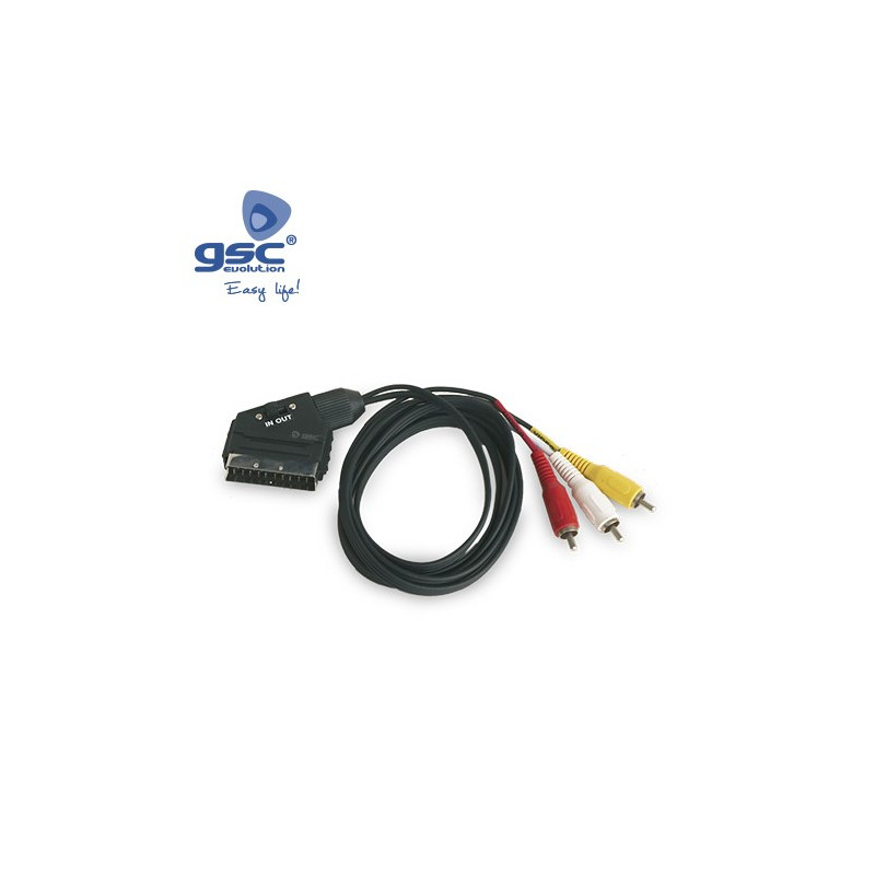 Conexion Audio EuroConector Macho a 3 RCA Macho con interruptor GSC C1/200