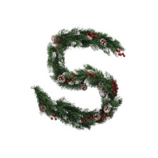 Guirnalda efecto nieve con acebo y piñas Dusia 1,8M 100 ramas