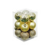 Pack 12 bolas de navidad 6cm Dorado