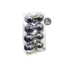 Pack 8 bolas de navidad 6cm Plateado