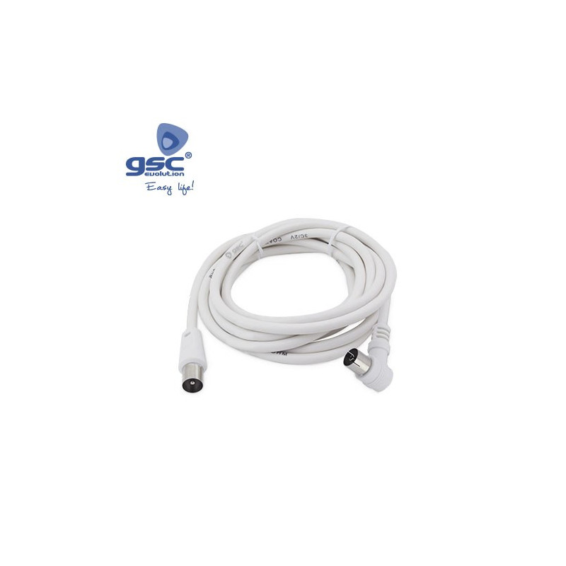 Conexion Coaxial Antena TV 1,5 m Blanco Acodado GSC C1/150