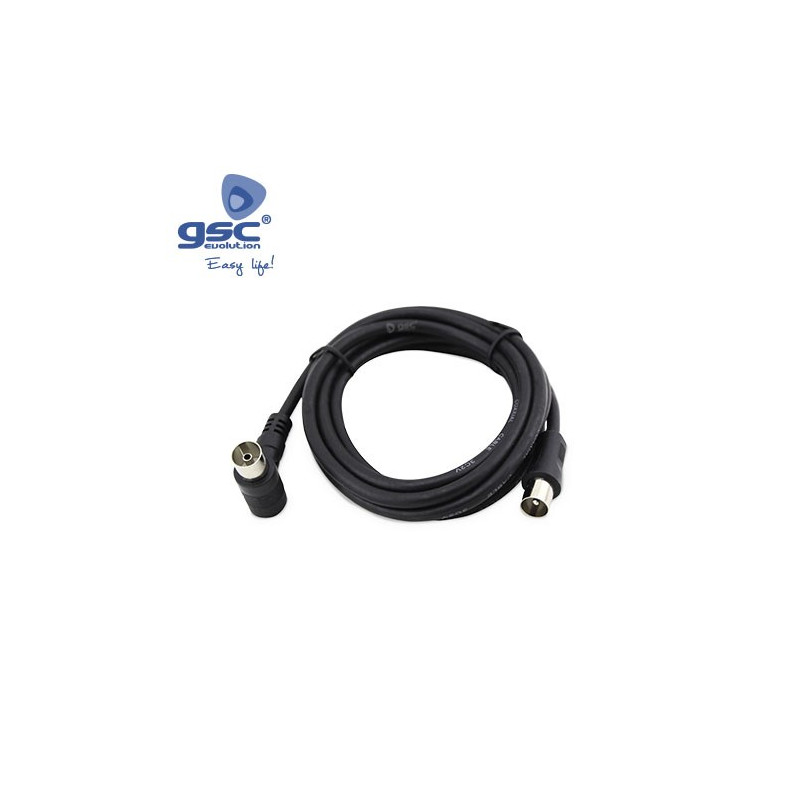 Conexion Coaxial Antena TV 1,5 m Negro Acodado GSC C1/150