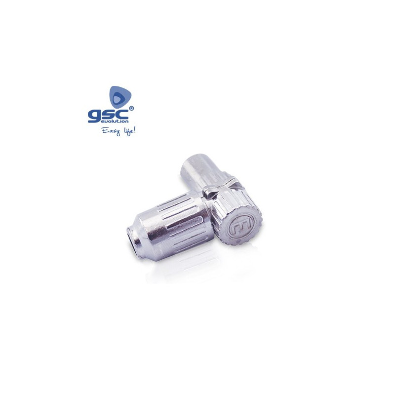 Conector Coaxial TV Hembra acodado metalico GSC C25/1000