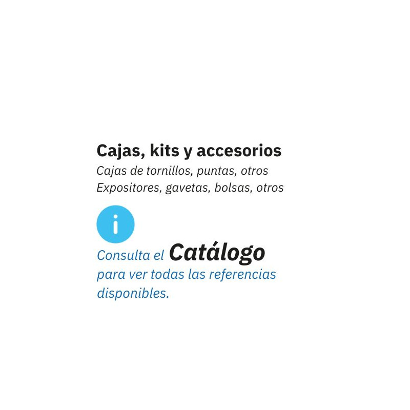Tornillos en maletines surtidos y otros accesorios.