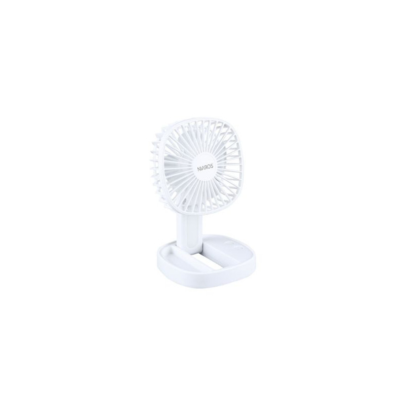 Mini ventilador de mano plegable con luz USB recargable 120x190mm Blanco Coober NIAROS