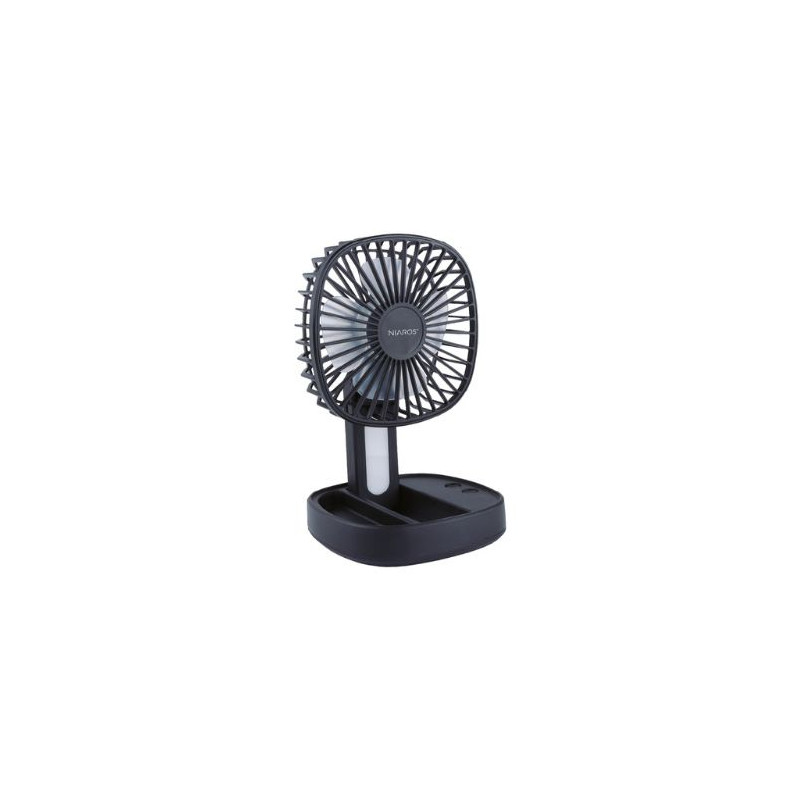 Mini ventilador de mano plegable con luz USB recargable 120x190mm Blanco Coober NIAROS