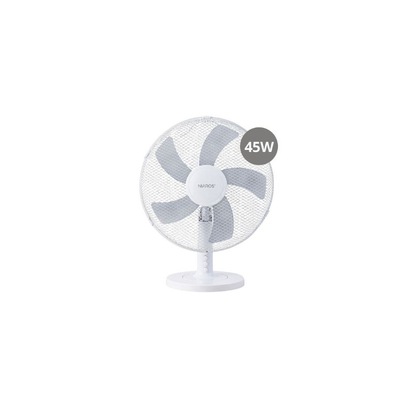 Ventilador sobremesa 45W Diámetro 41cm Blanco Macomia NIAROS
