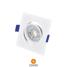 Aro cuadrado basculante Blanco LED 7w 3000K 600Lm 85x85mm empotramiento 70mm diámetro Cumbo GSC