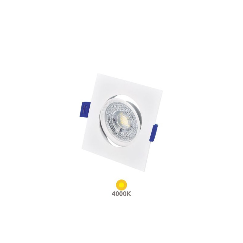 Aro cuadrado basculante Blanco LED 7w 4000K 600Lm 85x85mm empotramiento 70mm diámetro Cumbo GSC