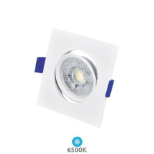 Aro cuadrado basculante Blanco LED 7w 6500K 600Lm 85x85mm empotramiento 70mm diámetro Cumbo GSC