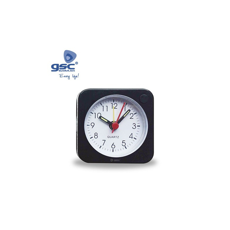 Reloj Despertador analógico sobremesa silencioso con alarma Negro GSC C1/200