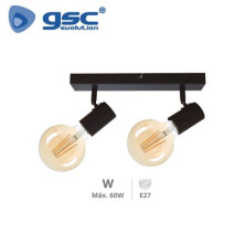 Foco de techo doble lineal E27 Negro Salmela GSC ÚLTIMAS UNIDADES