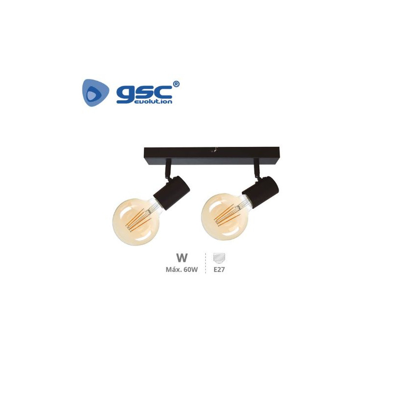 Foco de techo doble lineal E27 Negro Salmela GSC ÚLTIMAS UNIDADES