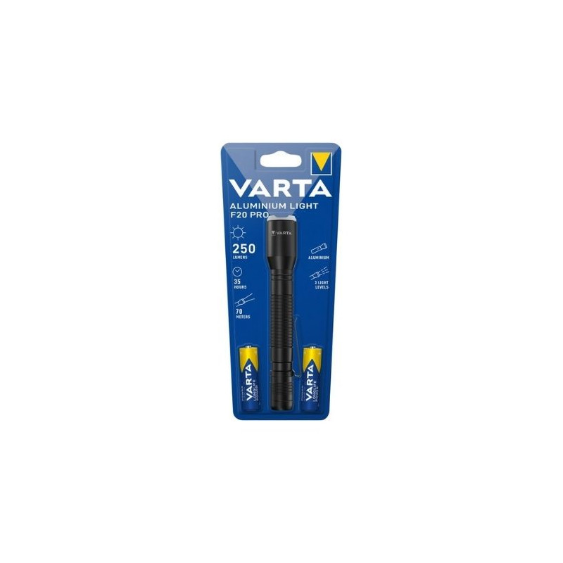 Linterna LED Aluminium Light F20 Pro 250Lm (Funciona con 2 pilas AA incluidas) VARTA