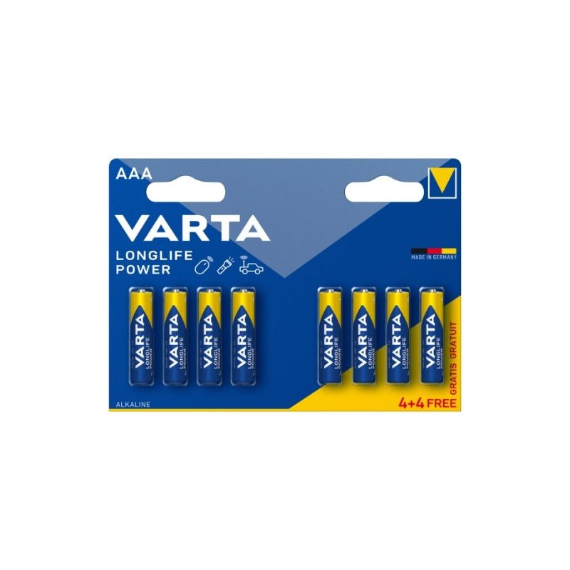 Pila Alcalina AAA LR03 1,5v Longlife Power Blíster 4+4 pilas VARTA