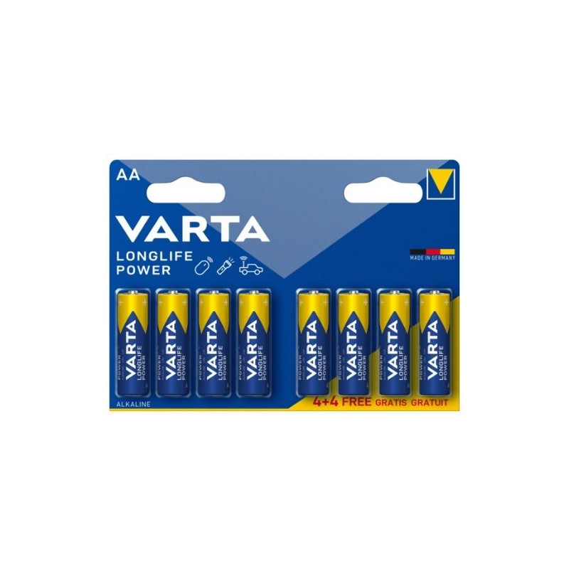 Pila Alcalina AA LR06 1,5v Longlife Power Blíster 4+4 pilas VARTA