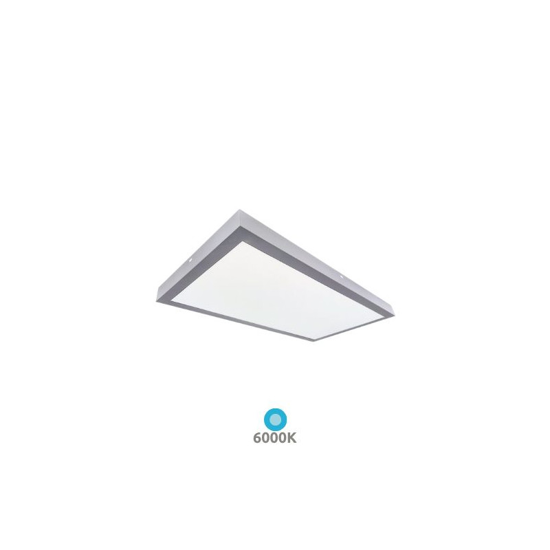 Panel LED Rectangular 24w 6000K 2400Lm SUPERFICIE Marco Níquel 60x30cm Kisongo GSC C1/6