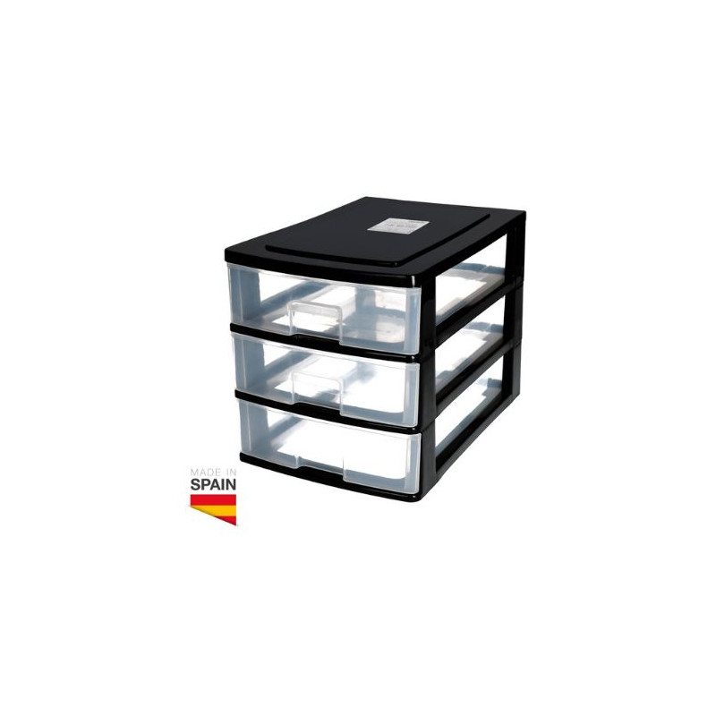 Cajonera de almacenamiento con 3 cajones 270x180x200mm (Largo x ancho x alto) Negro DOVELIS