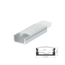 Perfil de aluminio 2m traslúcido Superficie para tiras LED hasta 12mm Gris GSC