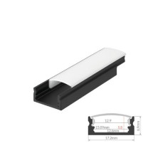 Perfil de aluminio 2m traslúcido Superficie para tiras LED hasta 12mm Negro GSC